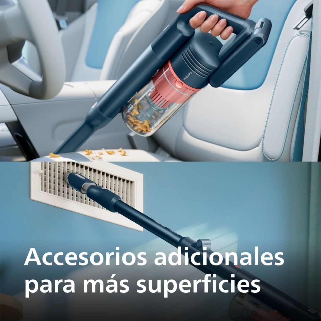 Philips 5000 Flex Aspiradora sin Cable, Potente succión, 60 min autonomía, luz LED, Cepillo Mascotas, Accesorios Ranuras/Combinado, Pantalla, batería reemplazable (XC5243/10)