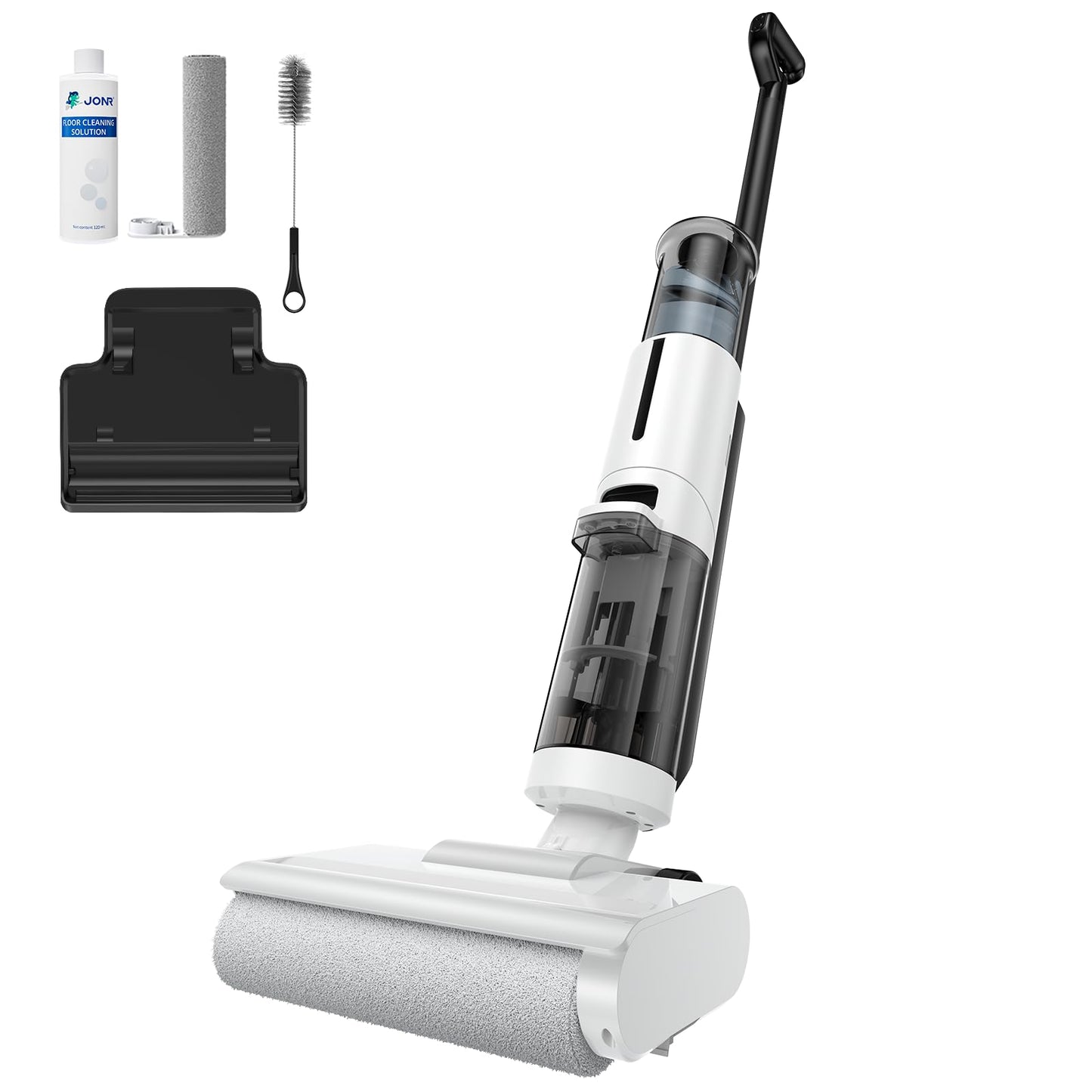 JONR ED12 Pro Aspiradora Húmeda y Seca, 3 en 1 Mopa Eléctrica Sin Cable, Limpieza de Tres Lados, Auto-Limpieza con Agua Caliente, Secado con Aire Caliente para Suelos Duros y Pelo de Mascotas