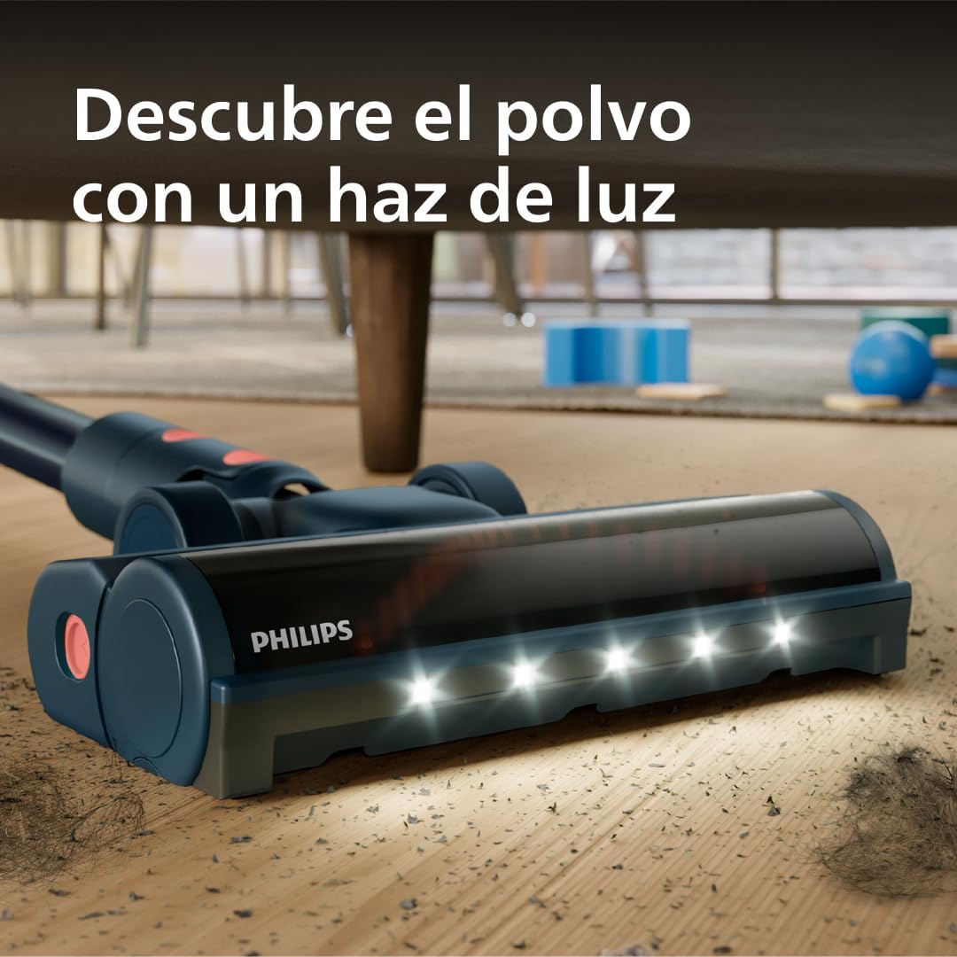 Philips Aspiradora Sin Cable Serie 5000 Pet,Potente Succión en Suelos Duros y Alfombras, 60 Min de Autonomía, Cepillo con Luz LED,para Mascotas, Módulo Aqua, Batería Reemplazable (XC5142/01)