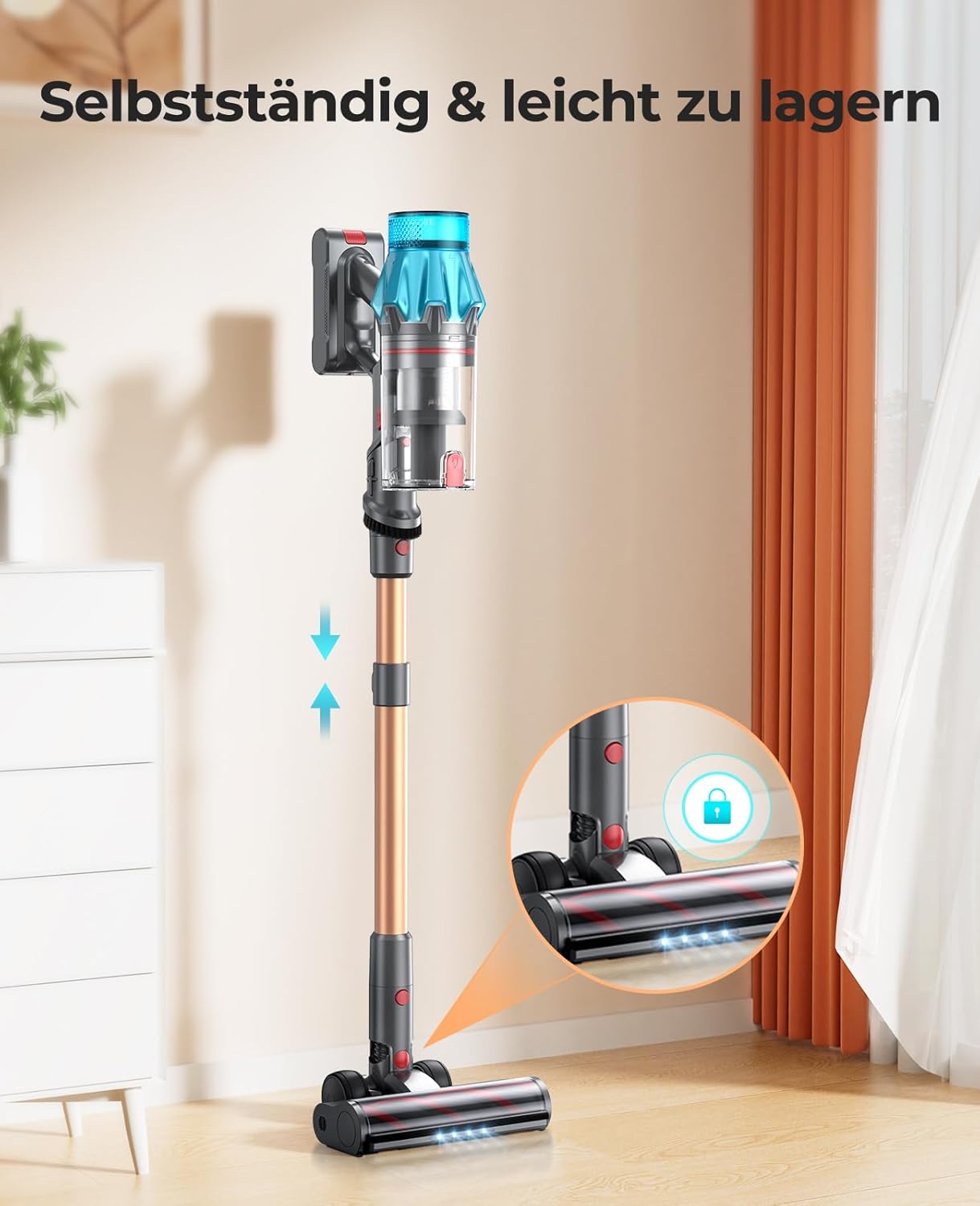 45kPa/550w/60Min Aspiradora sin Cable Potente Escoba Aspiradora Vertical sin Cable Aspirador Escoba Antienreda con 7 etapas filtradas LED Pantalla Táctil para Suelo/Alfombra, Recargable de Pared, 1.5L