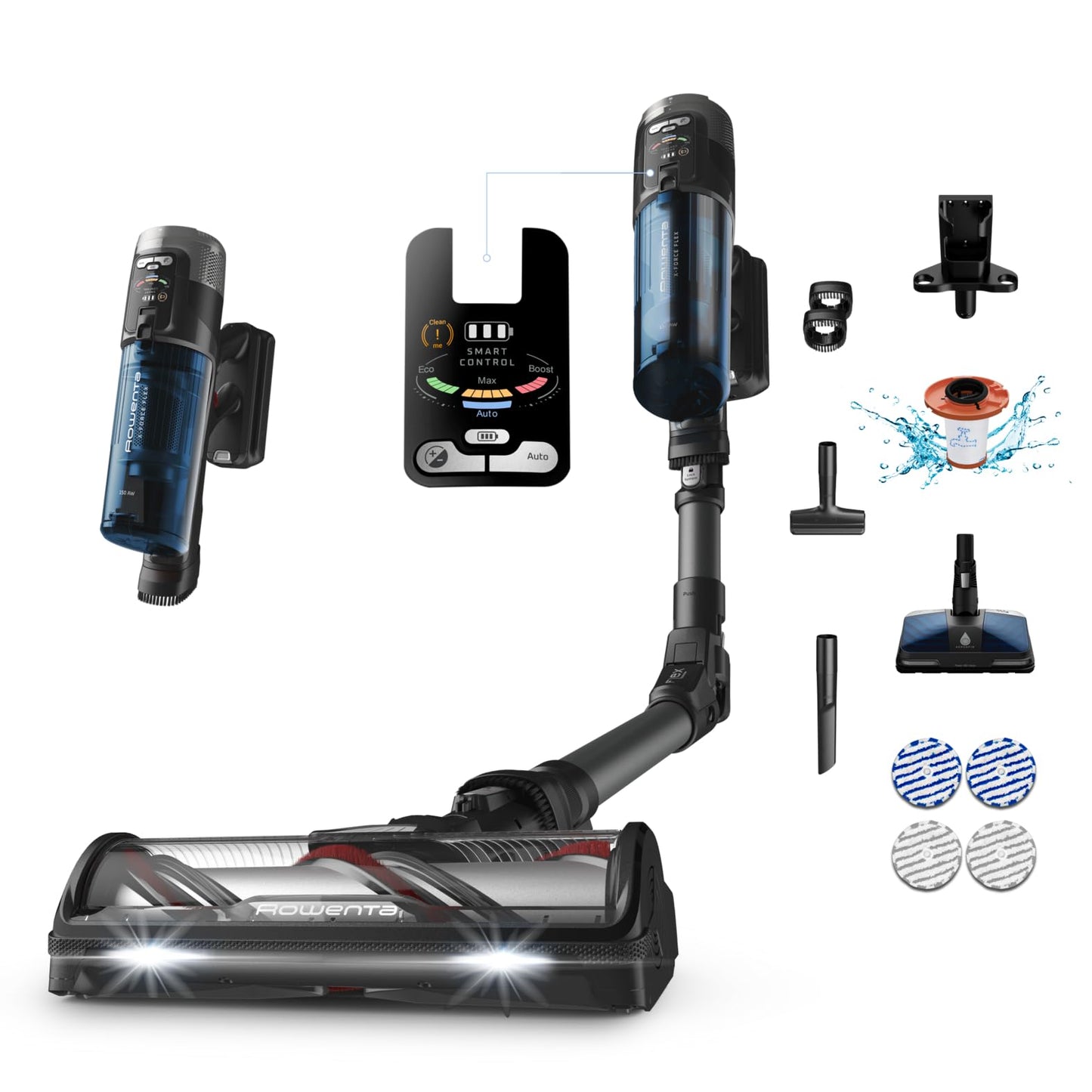 Rowenta Xforce Flex 11.60 Animal Care – Aspiradora Escoba sin Cable de 300W, para suelos, sofás y pared, filtra hasta 99,9% partículas, depósito 0,9L, Incluye Accesorios para pelos de mascotas, RH9878