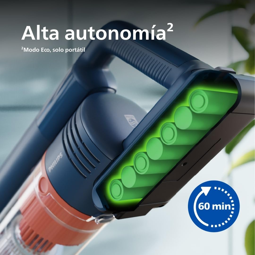 Philips 5000 Flex Aspiradora sin Cable, Potente succión, 60 min autonomía, luz LED, Cepillo Mascotas, Accesorios Ranuras/Combinado, Pantalla, batería reemplazable (XC5243/10)