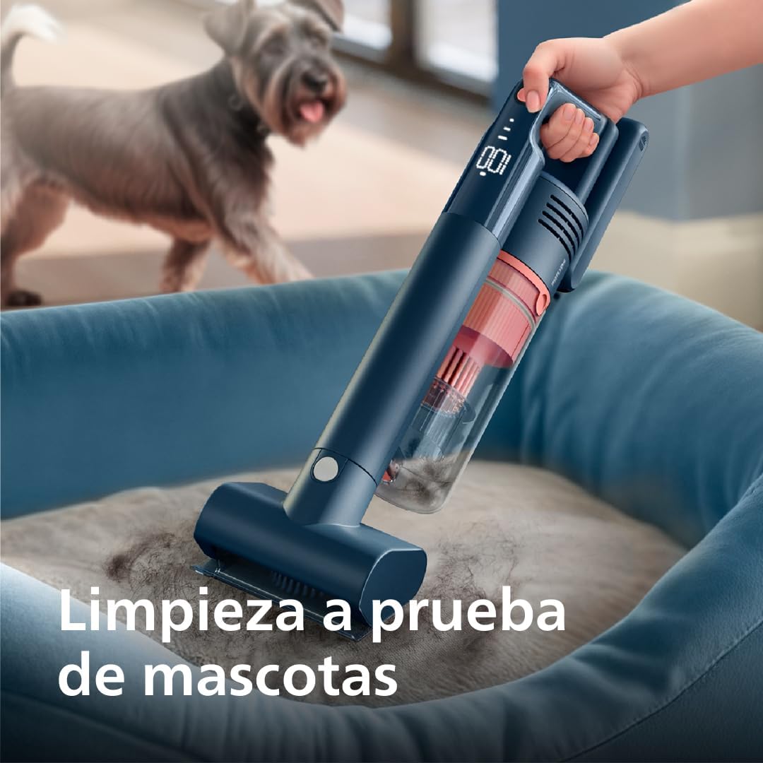 Philips Aspiradora Sin Cable Serie 5000 Pet,Potente Succión en Suelos Duros y Alfombras, 60 Min de Autonomía, Cepillo con Luz LED,para Mascotas, Módulo Aqua, Batería Reemplazable (XC5142/01)