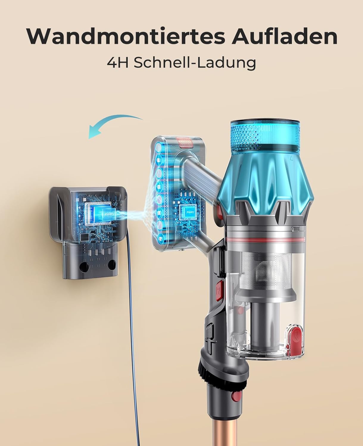 45kPa/550w/60Min Aspiradora sin Cable Potente Escoba Aspiradora Vertical sin Cable Aspirador Escoba Antienreda con 7 etapas filtradas LED Pantalla Táctil para Suelo/Alfombra, Recargable de Pared, 1.5L
