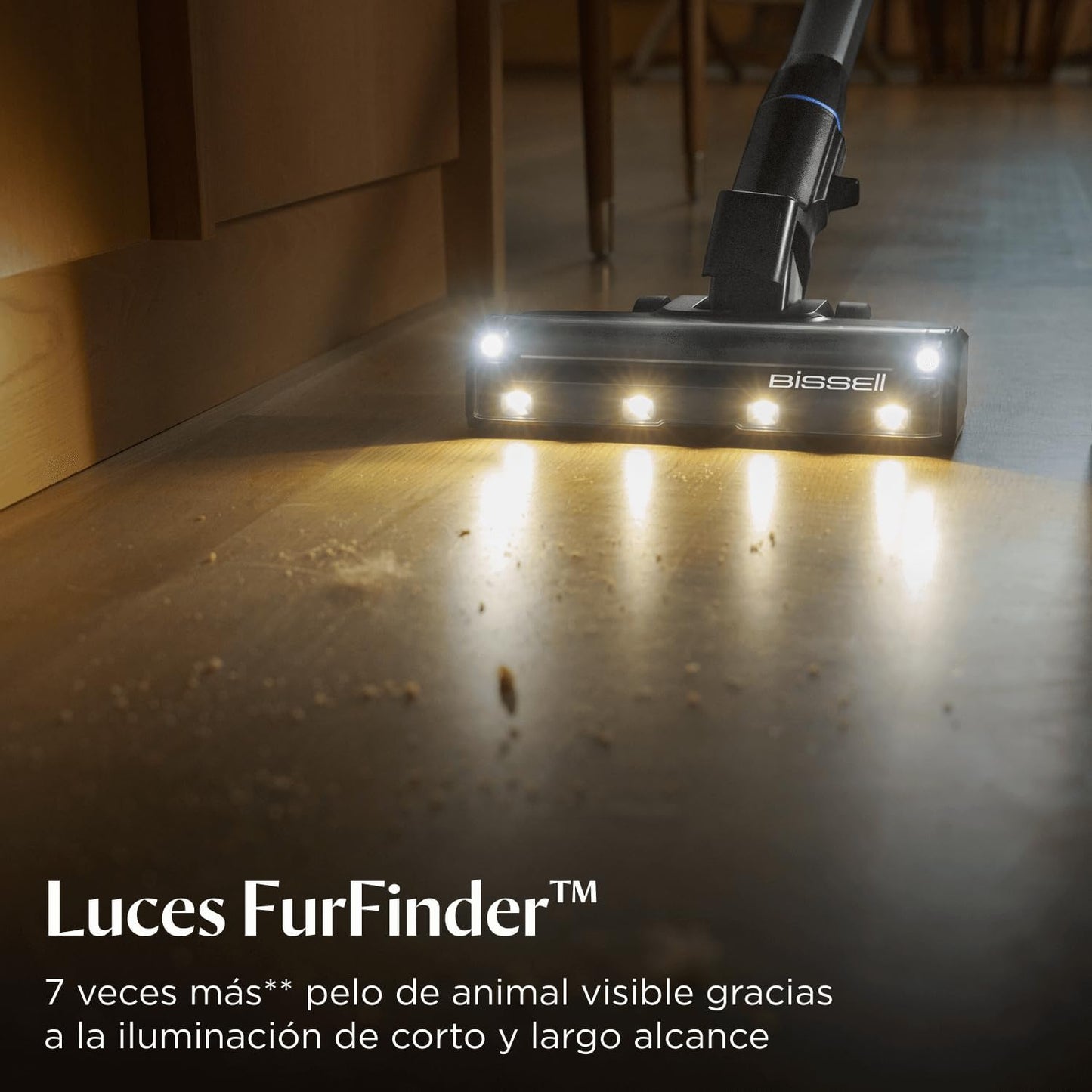 Bissell PowerClean FurGuard, Aspiradora Sin Cable, Motor 280W, Aspiradora Escoba, Rodillo Autolimpieza, Luces FurFinder, Autosoportado, Filtro HEPA, 2500 mAh Batería Extraíble, 50 min, 4091N