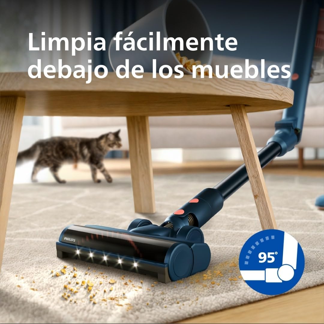 Philips 5000 Flex Aspiradora sin Cable, Potente succión, 60 min autonomía, luz LED, Cepillo Mascotas, Accesorios Ranuras/Combinado, Pantalla, batería reemplazable (XC5243/10)