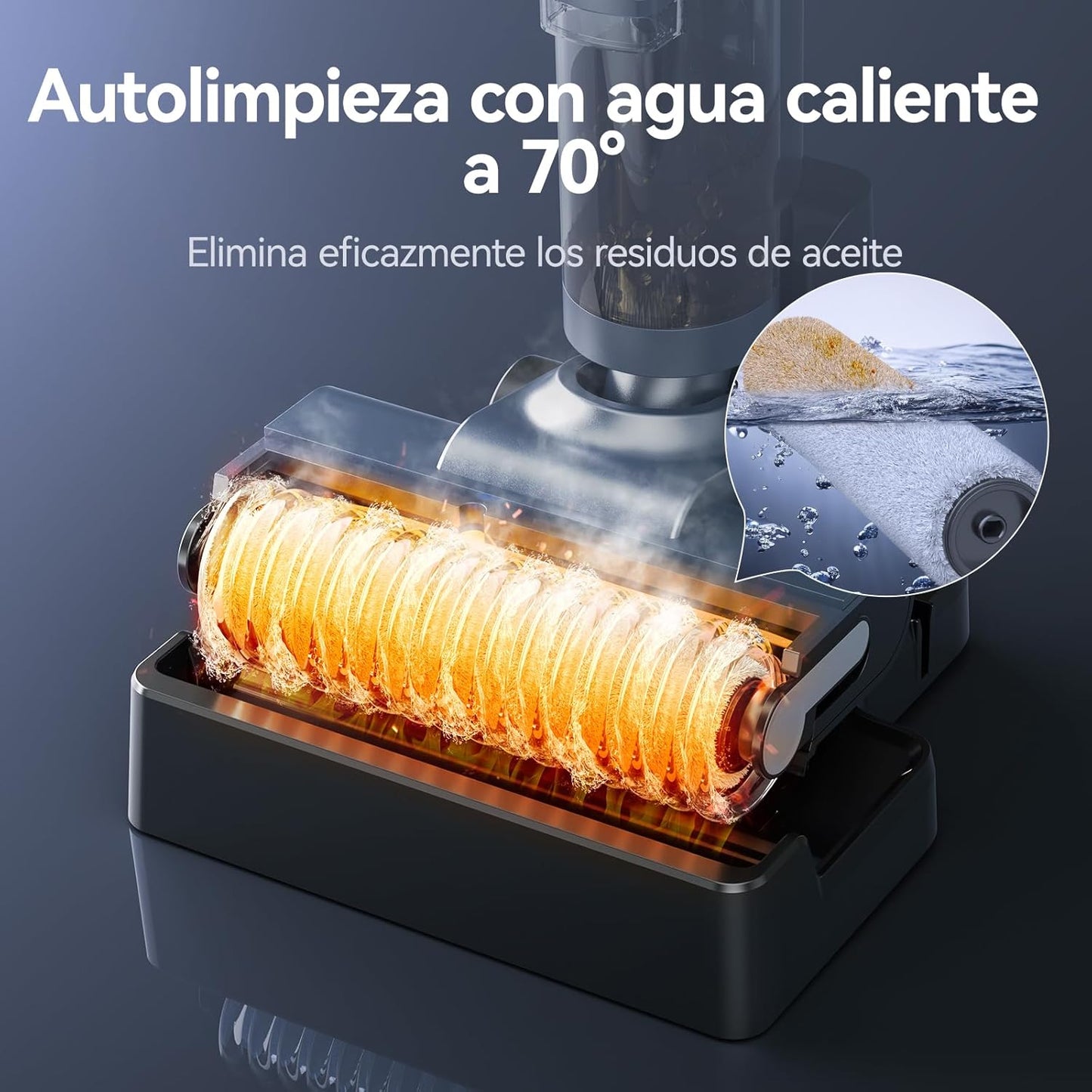 JONR ED12 Pro Aspiradora Húmeda y Seca, 3 en 1 Mopa Eléctrica Sin Cable, Limpieza de Tres Lados, Auto-Limpieza con Agua Caliente, Secado con Aire Caliente para Suelos Duros y Pelo de Mascotas