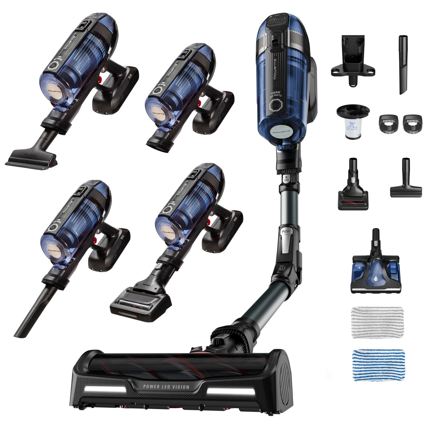 Rowenta Xforce Flex 11.60 Animal Care – Aspiradora Escoba sin Cable de 300W, para suelos, sofás y pared, filtra hasta 99,9% partículas, depósito 0,9L, Incluye Accesorios para pelos de mascotas, RH9878