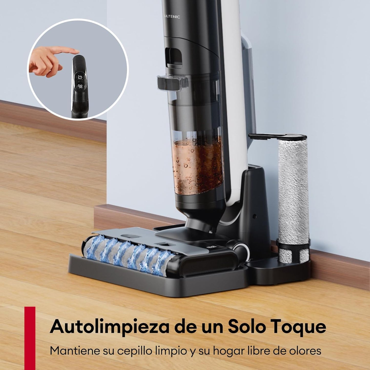 Ultenic Aspiradora Escoba Inteligente 3 en1 (Seco/Húmedo) Autolimpieza y 50min Autonomía | Aspiradora Fregona Eléctrica para para Suelos Duros/Laminados | Certificado CE-RoHS