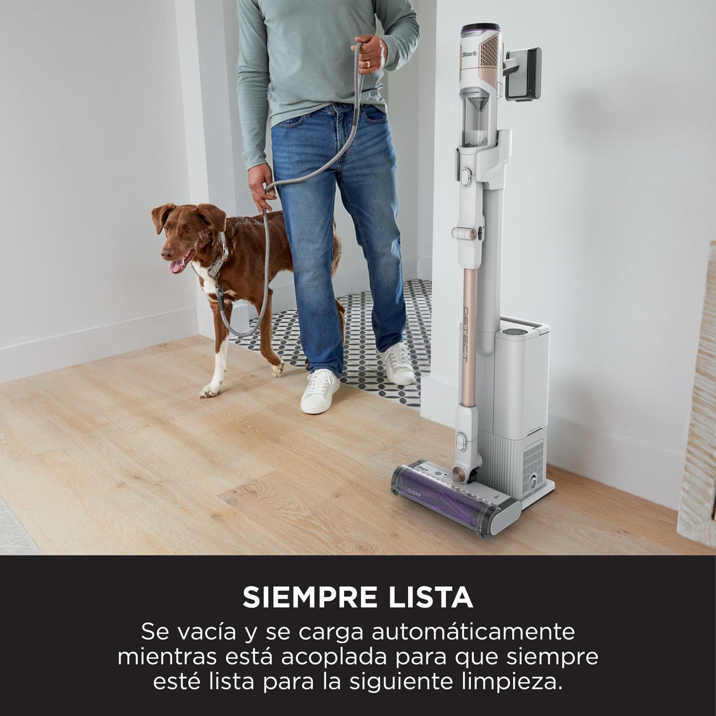 Shark Detect Clean & Empty Cordless Vacuum, 240 W, 2 Liters, 80 Decibeles, Blanco