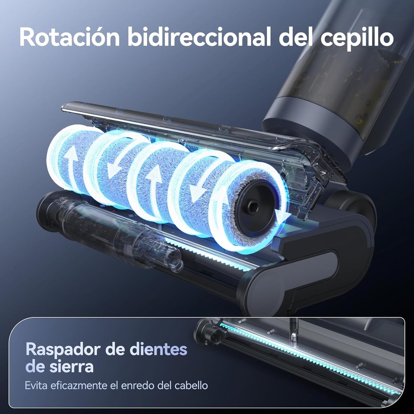 JONR ED12 Pro Aspiradora Húmeda y Seca, 3 en 1 Mopa Eléctrica Sin Cable, Limpieza de Tres Lados, Auto-Limpieza con Agua Caliente, Secado con Aire Caliente para Suelos Duros y Pelo de Mascotas