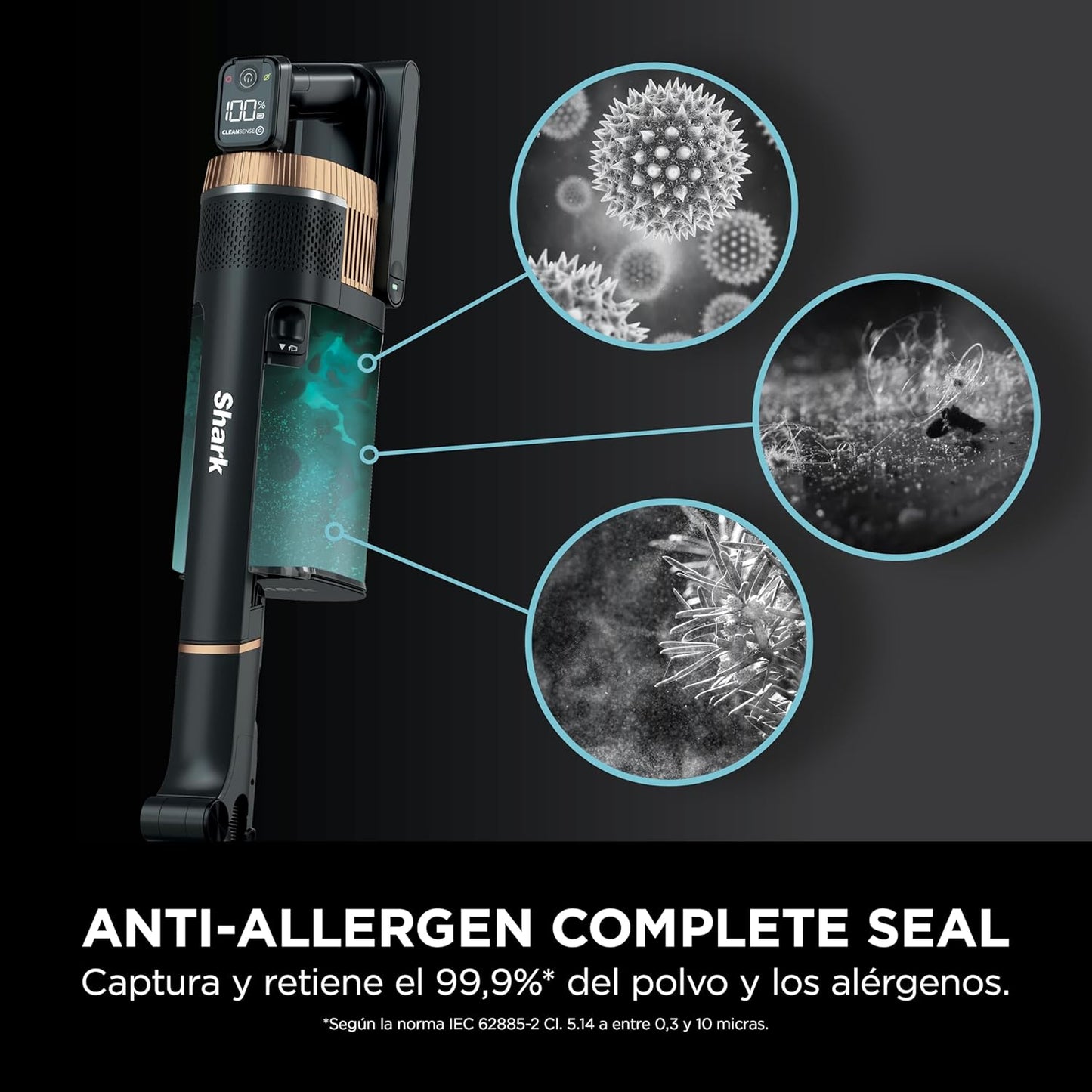 Shark Stratos Aspiradora sin cable, 60 min de autonomía, Tecnología Anti Hair Wrap, Clean Sense IQ, PowerFins Plus, kit de limpieza coche, boquilla estrecha, cepillo multisuperficie, cobre IZ400EUTBK
