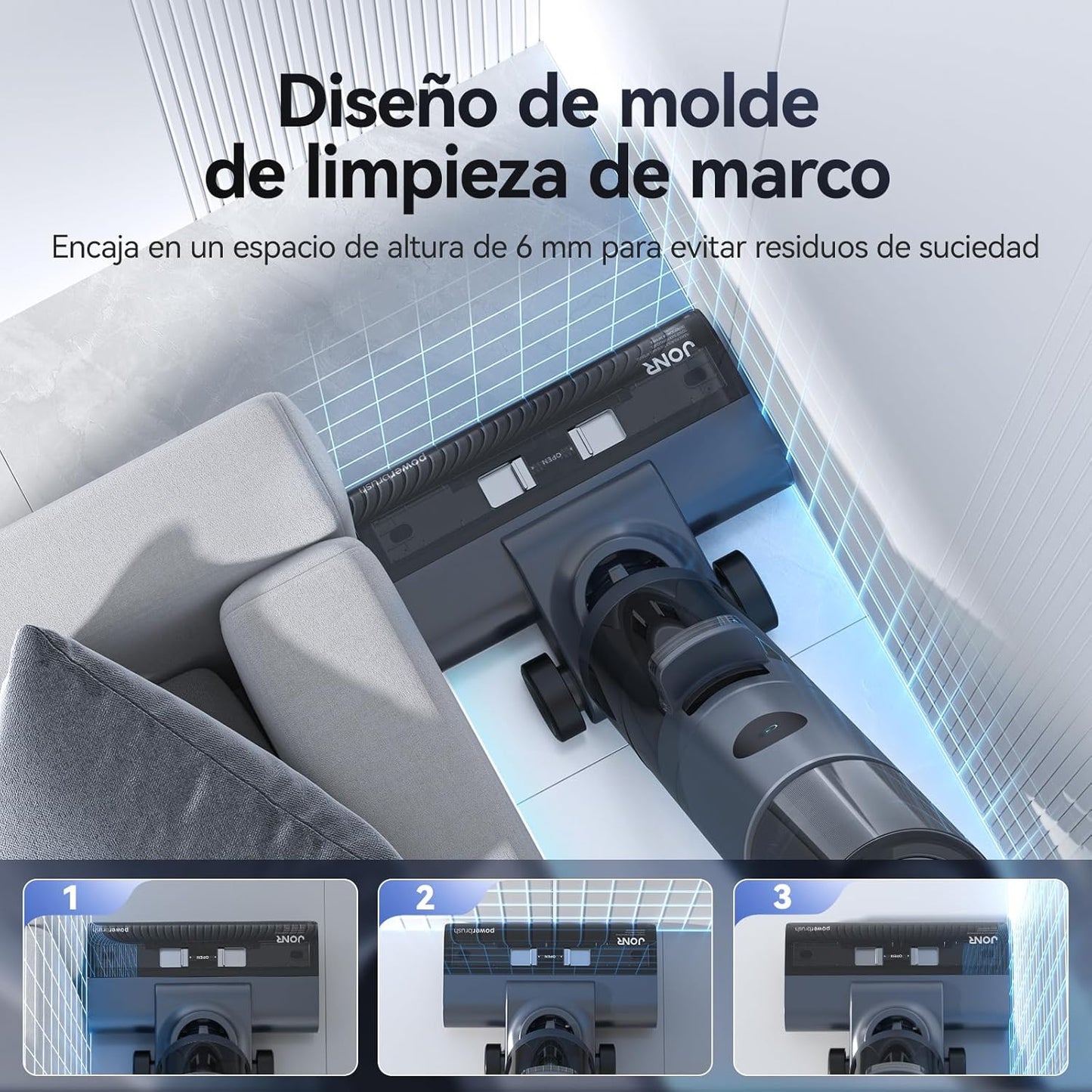 JONR ED12 Pro Aspiradora Húmeda y Seca, 3 en 1 Mopa Eléctrica Sin Cable, Limpieza de Tres Lados, Auto-Limpieza con Agua Caliente, Secado con Aire Caliente para Suelos Duros y Pelo de Mascotas