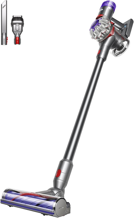 Dyson V8 Advanced™ Aspiradora sin Cable – 130 AW, 40 min de autonomía, Cepillo Motorbar con tecnología antienredos, Accesorio multifunción rinconera, Puerto de Carga, Plata/Níquel