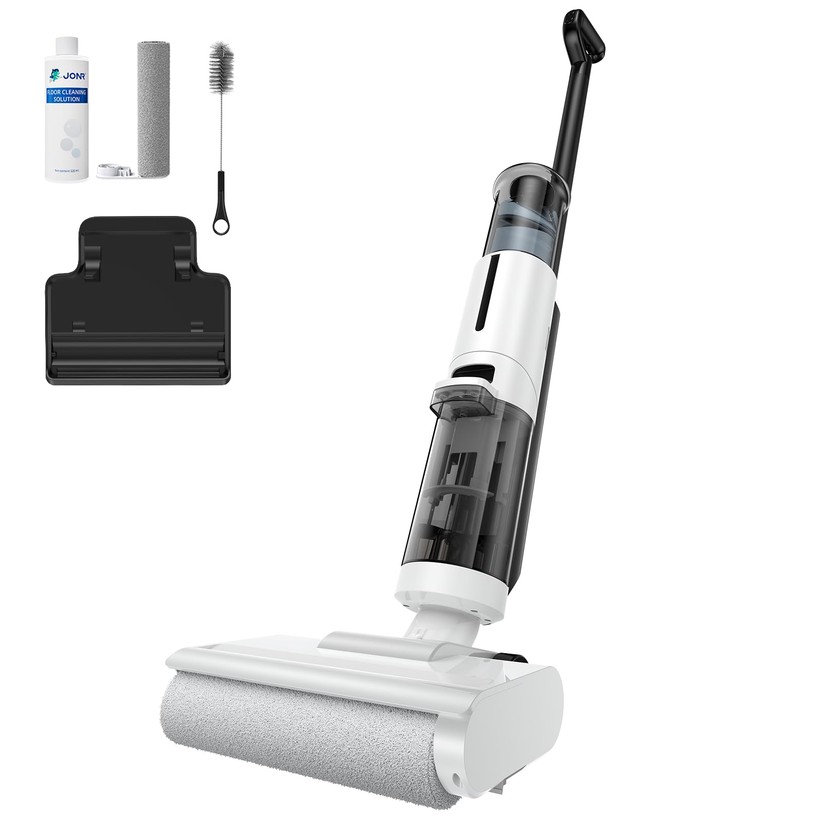 JONR ED12 Pro Aspiradora Húmeda y Seca, 3 en 1 Mopa Eléctrica Sin Cable, Limpieza de Tres Lados, Auto-Limpieza con Agua Caliente, Secado con Aire Caliente para Suelos Duros y Pelo de Mascotas