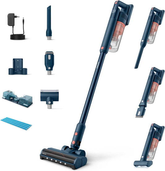 Philips Aspiradora Sin Cable Serie 5000 Pet,Potente Succión en Suelos Duros y Alfombras, 60 Min de Autonomía, Cepillo con Luz LED,para Mascotas, Módulo Aqua, Batería Reemplazable (XC5142/01)