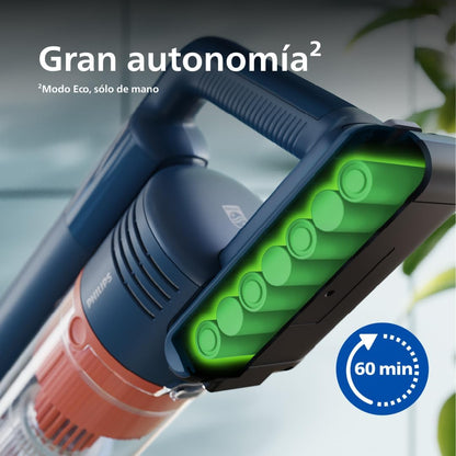 Philips Aspiradora Sin Cable Serie 5000 Pet,Potente Succión en Suelos Duros y Alfombras, 60 Min de Autonomía, Cepillo con Luz LED,para Mascotas, Módulo Aqua, Batería Reemplazable (XC5142/01)