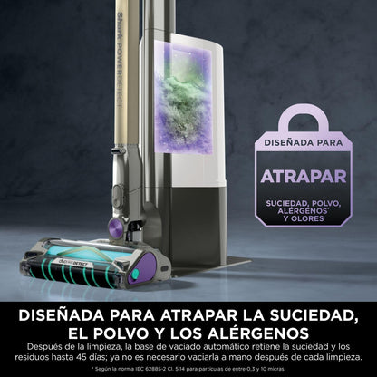 Shark PowerDetect Clean & Empty Aspiradora sin cable, DuoClean Detect, limpieza inversa, base de autovaciado de 2 l, Anti-Hair Wrap Plus, autonomía de 70 min, cepillos multisuperficie, gris, IP3251EUT