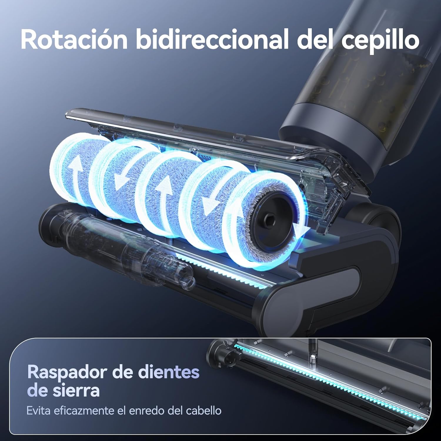 JONR ED12 Pro Aspiradora Húmeda y Seca, 3 en 1 Mopa Eléctrica Sin Cable, Limpieza de Tres Lados, Auto-Limpieza con Agua Caliente, Secado con Aire Caliente para Suelos Duros y Pelo de Mascotas