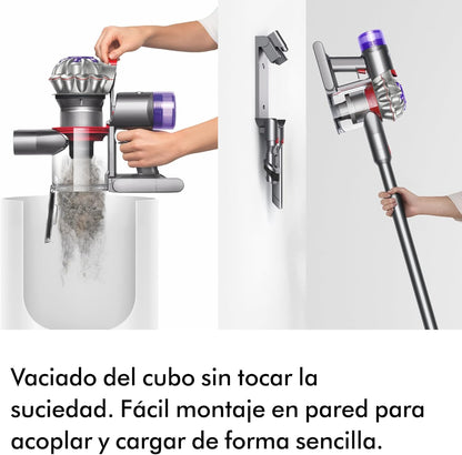 Dyson V8 Advanced™ Aspiradora sin Cable – 130 AW, 40 min de autonomía, Cepillo Motorbar con tecnología antienredos, Accesorio multifunción rinconera, Puerto de Carga, Plata/Níquel