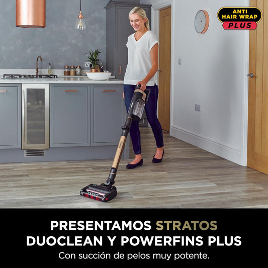 Shark Stratos Aspiradora sin cable, 60 min de autonomía, Tecnología Anti Hair Wrap, Clean Sense IQ, PowerFins Plus, kit de limpieza coche, boquilla estrecha, cepillo multisuperficie, cobre IZ400EUTBK