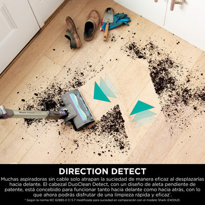 Shark PowerDetect Clean & Empty Aspiradora sin cable, DuoClean Detect, limpieza inversa, base de autovaciado de 2 l, Anti-Hair Wrap Plus, autonomía de 70 min, cepillos multisuperficie, gris, IP3251EUT